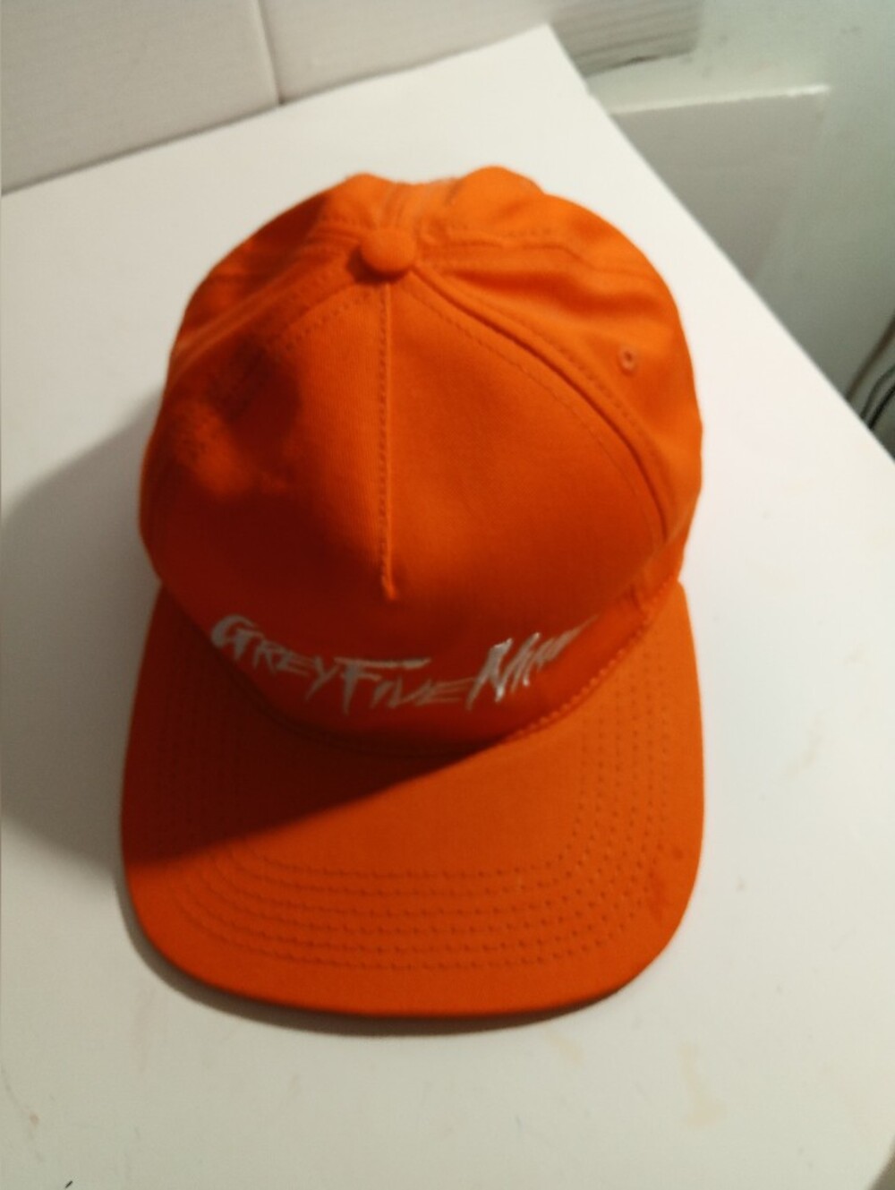 Grey Five Nine Orange Baseball Cap with White Script Logo